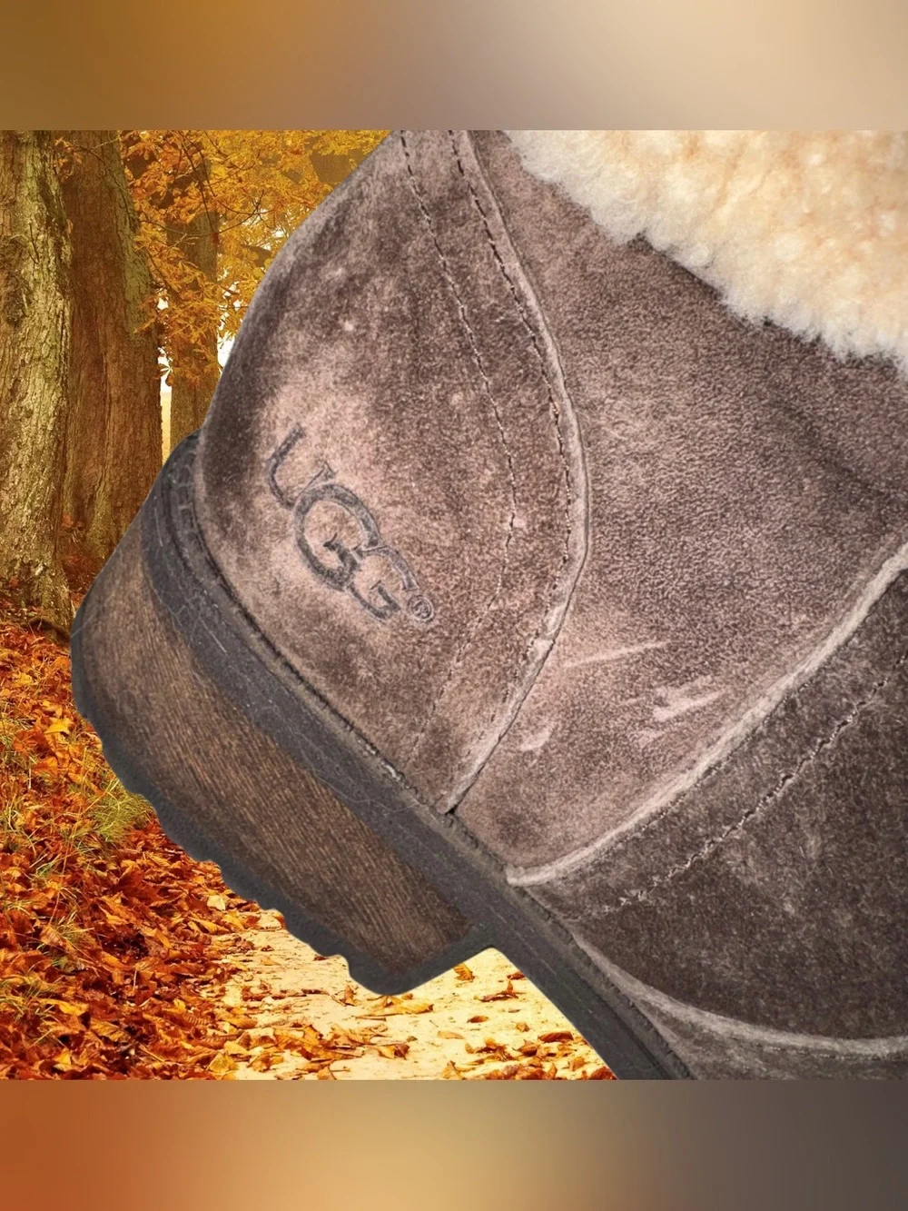 Ugg Blayre II Sheepskin & Suede Espresso Mid Calf Boots, Buckle Side Zip Sz 8.5